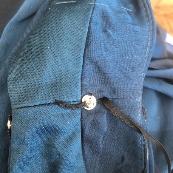 R&M Richards teal to black ombré asym top cocktail dress. Satin&chiffon overlay - Picture 9 of 9